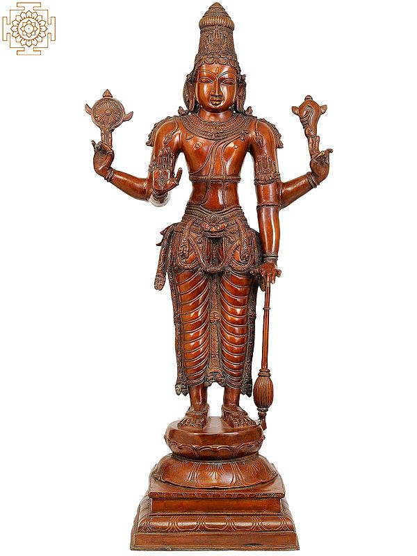 37" Large Size Sthanaka Vishnu In Brass | Handmade | Made In India