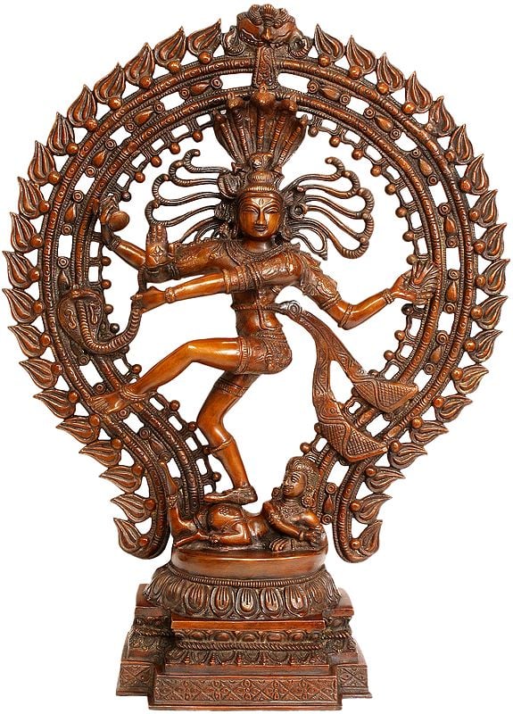 22" Lord Shiva as Nataraja (In Brown Hue) In Brass | Handmade | Made In India