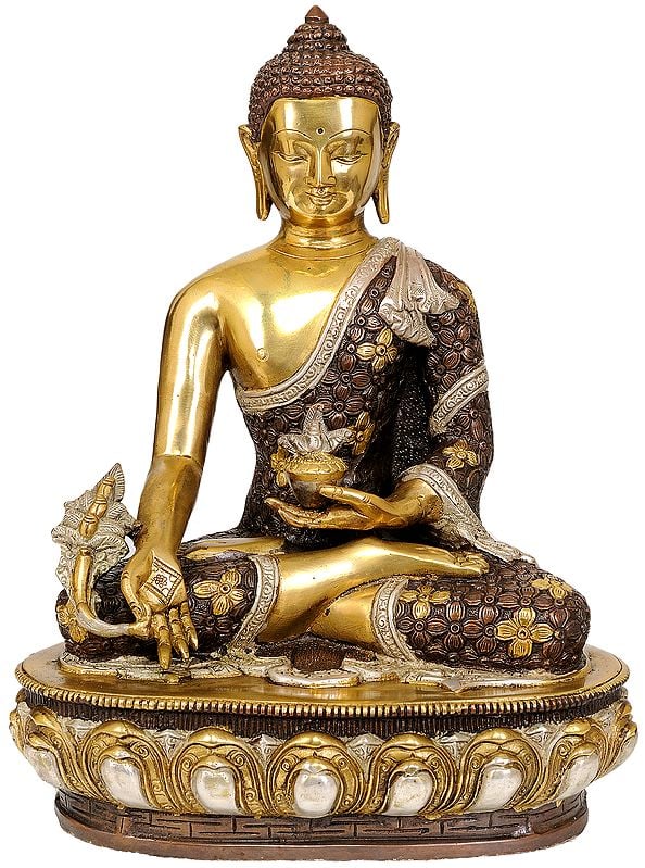 13" Buddhist God Medicine Buddha Brass Sculpture | Handmade | Made in India