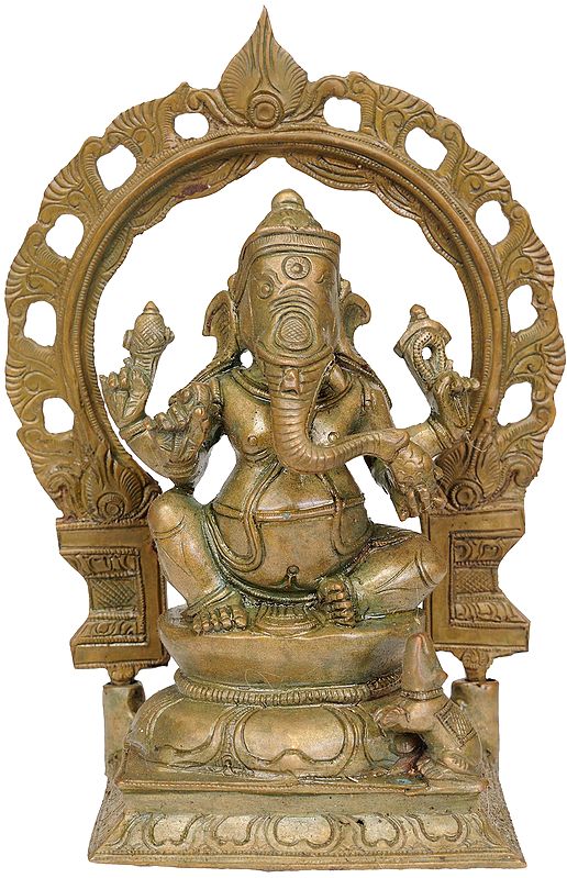 Seated Ganesha with Floral Aureole