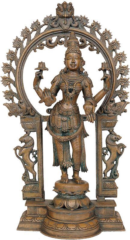 Goddess Lakshmi with Floral Aureole and Kirtimukha Atop