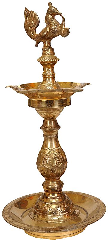 Five-Wick Peacock Lamp with Stand