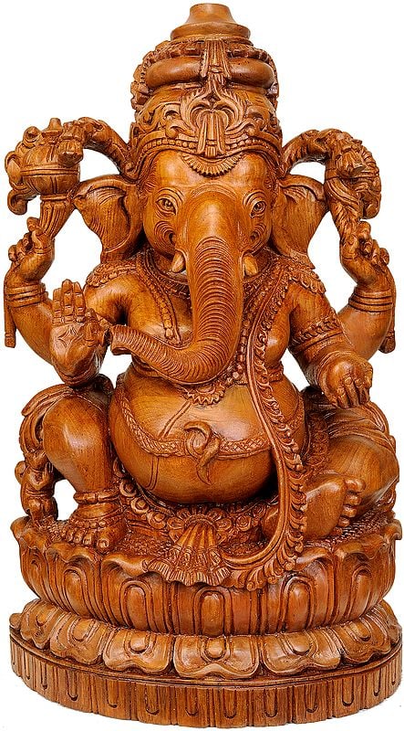 Lord Ganesha Seated on Lotus