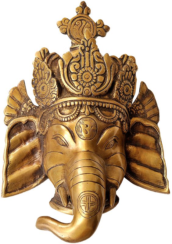 11" Ganesha Mask in Brass | Handmade | Made in India