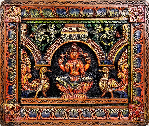 Devi Lakshmi (Wall Hanging Carved in Relief)
