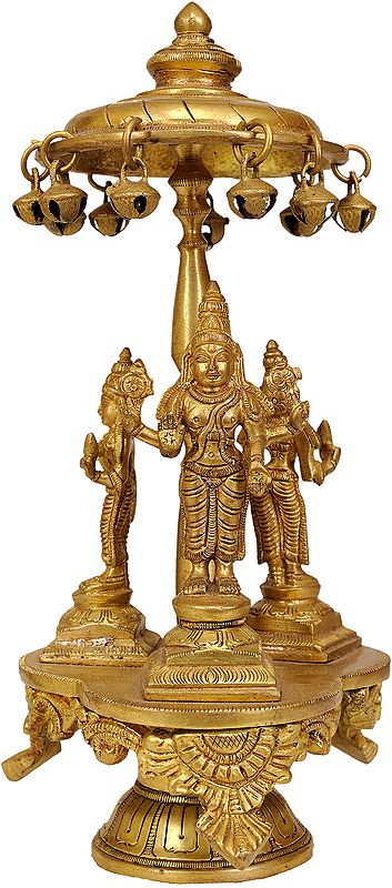 Bhagawan Vishnu with Lakshmi Ji and Bhudevi (Revolving Base)