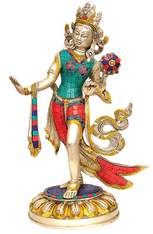 15" Standing Tara (Tibetan Buddhist Deity) In Brass | Handmade | Made In India