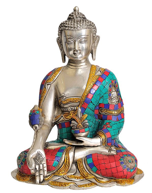 12" Tibetan Buddhist Deity- The Medicine Buddha (Bhaishajyaguru) In Brass | Handmade | Made In India