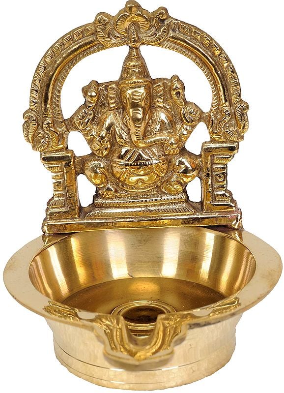 4" Traditional Lord Ganesha Lamp in Brass | Handmade | Made in India