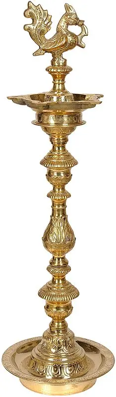Five-Wick Peacock Lamp with Stand