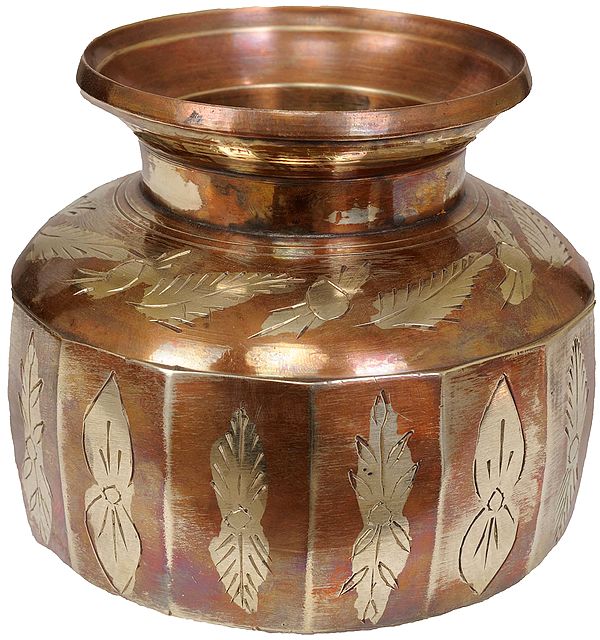 Puja Kalash with Golden Accent