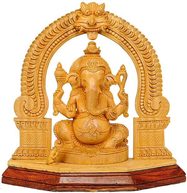 Seated Lord Ganesha with Floral Aureole
