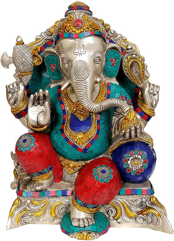 13" Bhagawan Ganesha Granting Abhaya In Brass | Handmade | Made In India