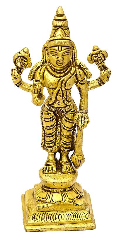 4" Sthanaka Bhagawan Vishnu In Brass | Handmade | Made In India
