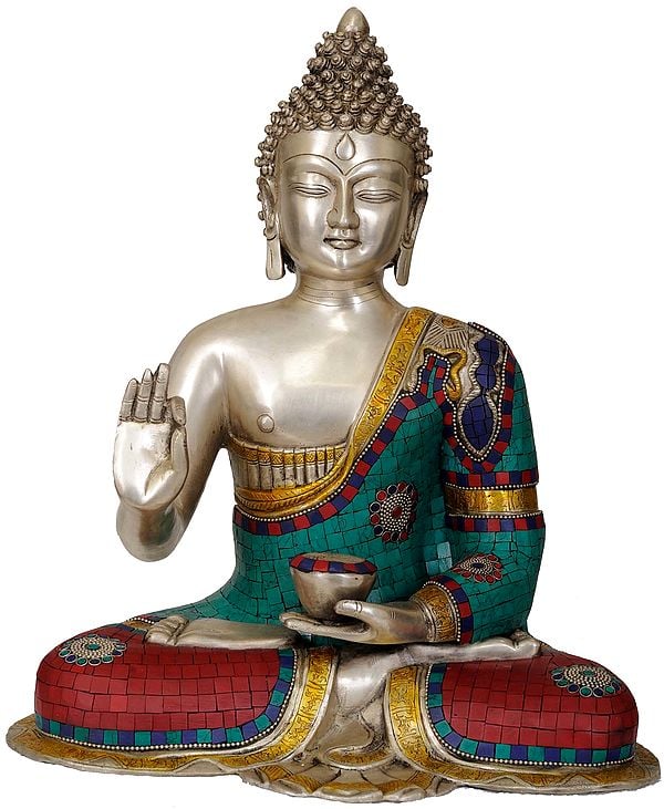 17" Shakyamuni Buddha Preaching His Dharma In Brass | Handmade | Made In India