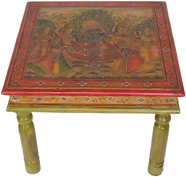 Chowki with the Scene of Krishna with Gopis Atop