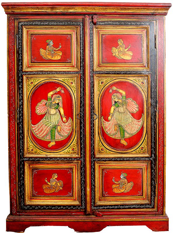 Decorative Cupboard With Romantic Figure Paintings