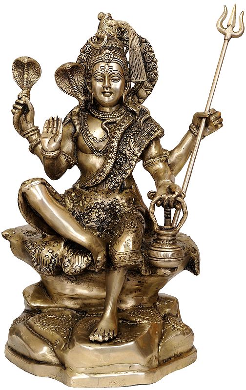 20" Lord Shiva Granting Abhaya In Brass | Handmade | Made In India