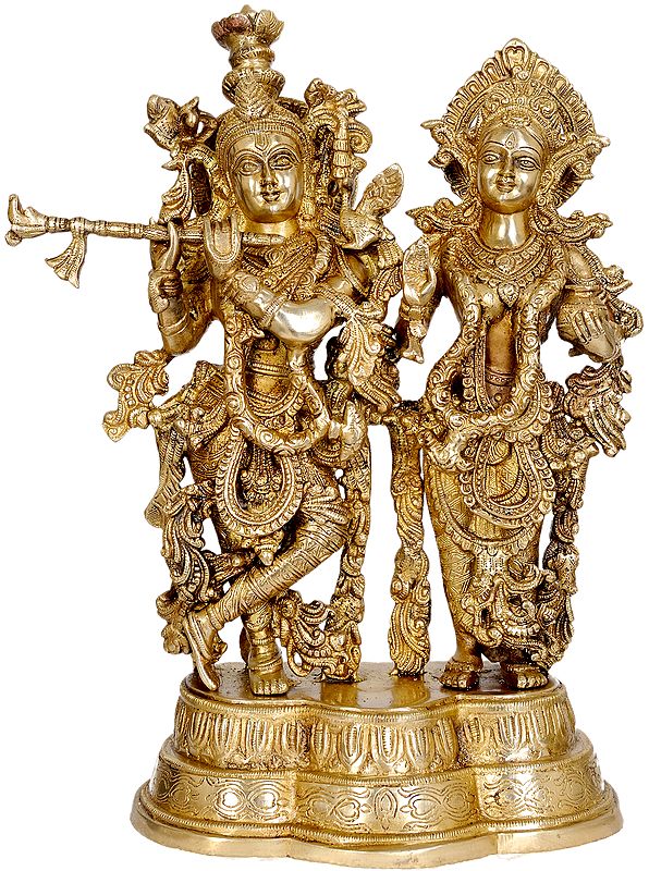 17" Radha Krishna the Eternal Lovers In Brass | Handmade | Made In India