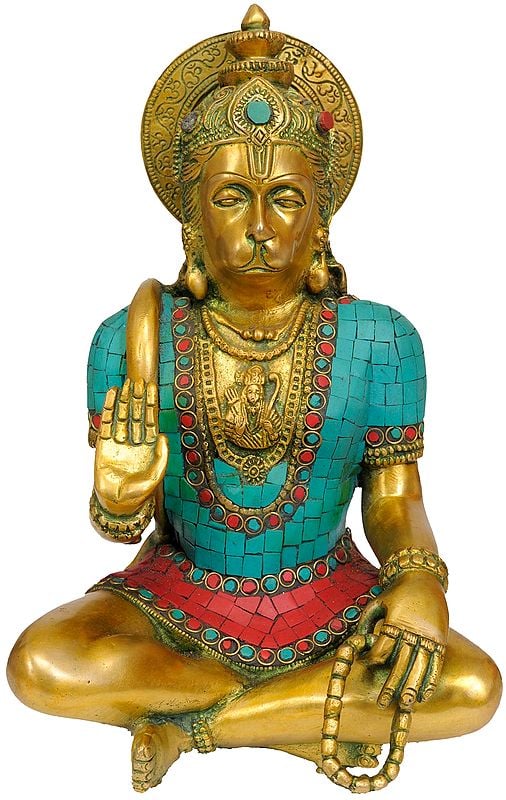 11" Lord Hanuman Brass Idol | Handmade Brass Statue | Made in India