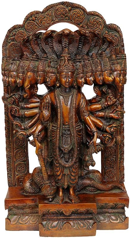 14" Lord Vishnu in His Cosmic Incarnation In Brass | Handmade | Made In India