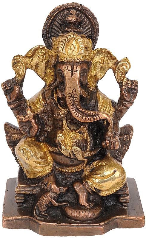 4" Lord Ganesh Small Statue in Brass | Handmade | Made in India