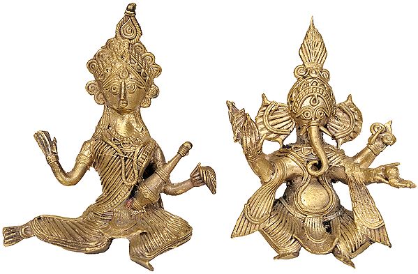 Lakshmi Ganesha Pair (Tribal Sculpture)