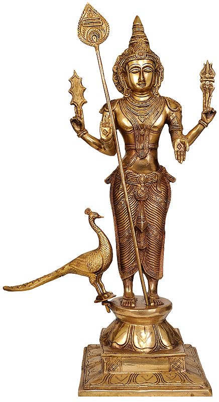 24" Kumara Karttikeya In Brass | Handmade | Made In India