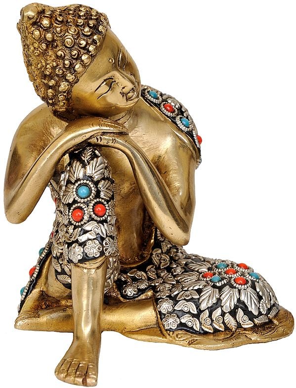 7" Tibetan Buddhist Deity Thinking Buddha In Brass | Handmade | Made In India