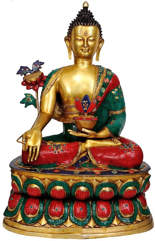 38" Large Size Finest Medicine Buddha Money Can Buy (Tibetan Buddhist Deity) In Brass | Handmade | Made In India