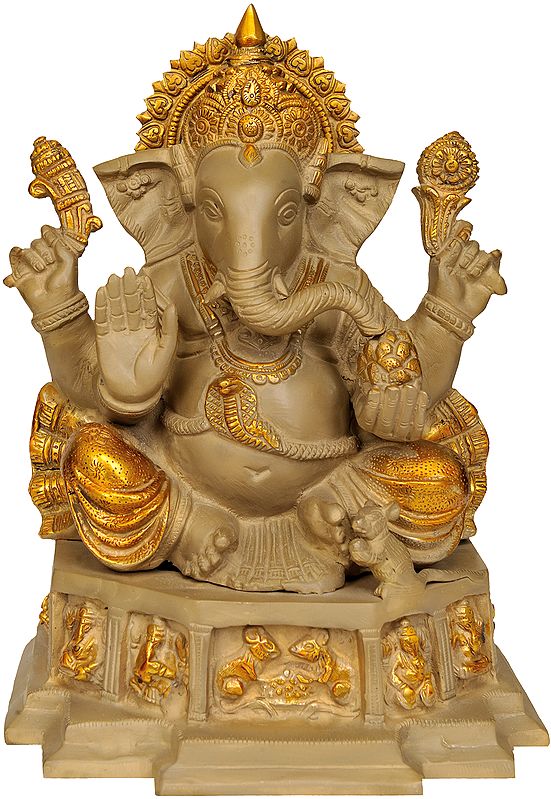 11" Bhagawan Ganesha Brass Sculpture | Handmade | Made in India