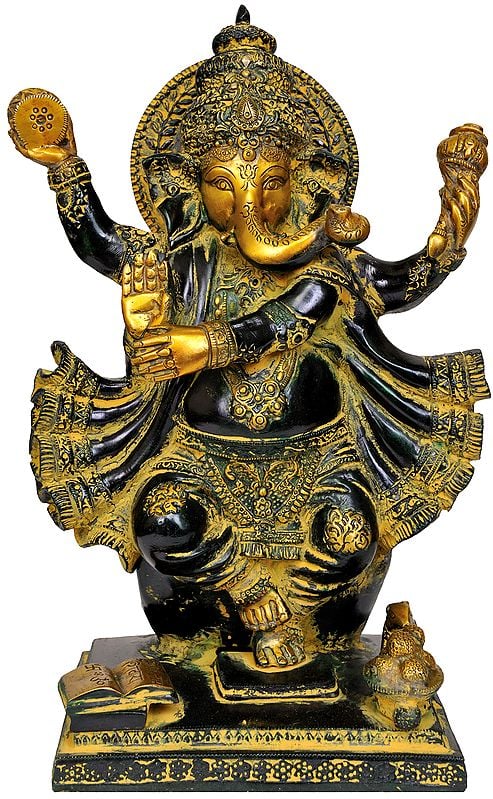 12" Dancing Ganesha In Brass | Handmade | Made In India