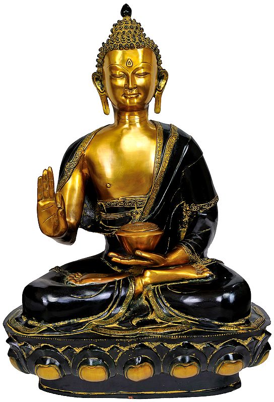 36" Large Size Blessing Buddha In Brass | Handmade | Made In India