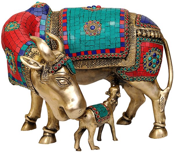 13" Cow and Calf In Brass | Handmade | Made In India