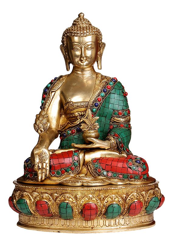 15" Medicine Buddha Brass Statue | Handmade Buddhist Deity Idols | Made in India