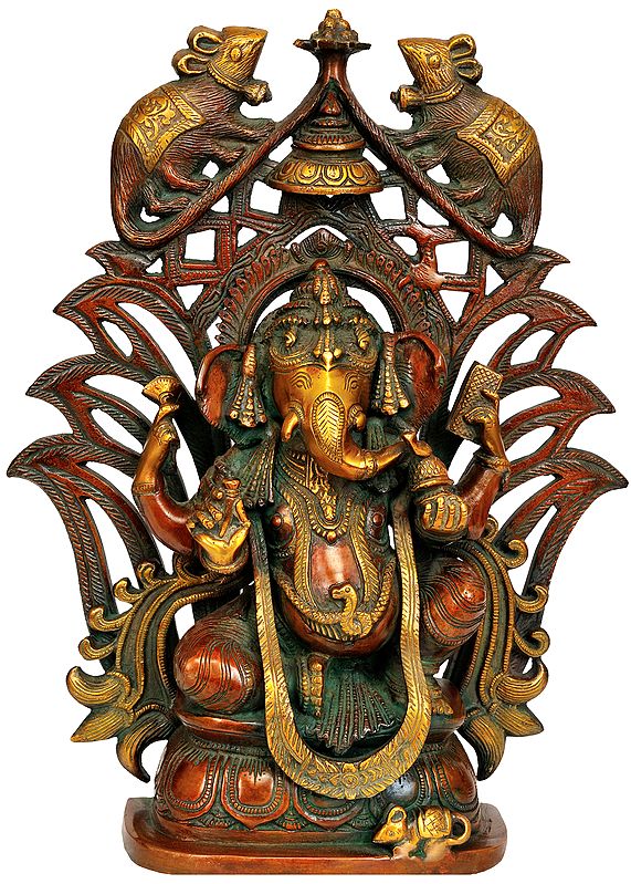 13" Decorated Lord Ganesha In Brass | Handmade | Made In India