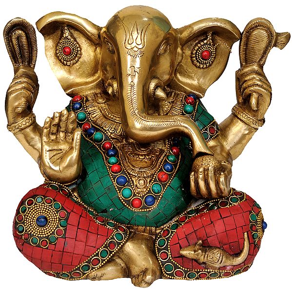 8" Lord Ganesha with Large Ears In Brass | Handmade | Made In India