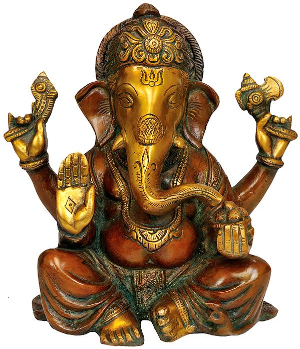 7" Bhagawan Ganesha Sculpture in Brass | Handmade | Made in India