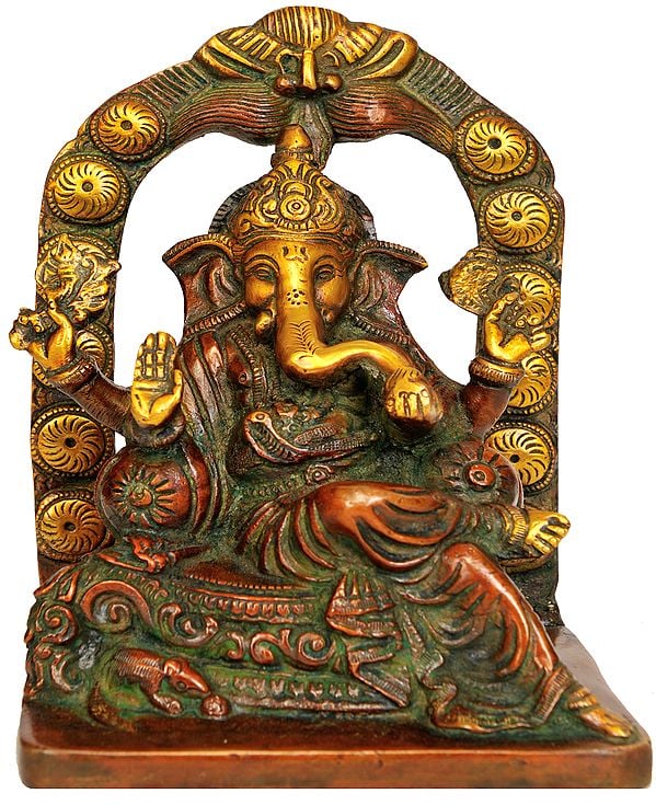 6" Temple Ganesha Sculpture in Brass | Handmade | Made in India