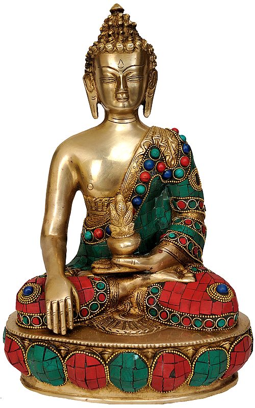 11" Lord Buddha in the Bhumisparsha Mudra In Brass | Handmade | Made In India
