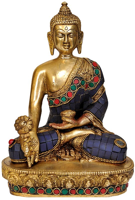 8" Tibetan Buddhist God Medicine Buddha In Brass | Handmade | Made In India