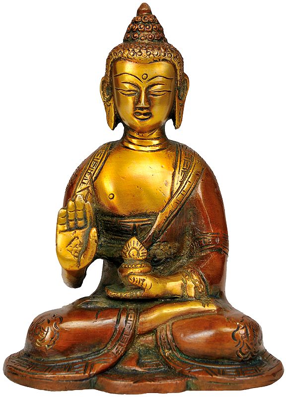 5" Blessing Buddha In Brass | Handmade | Made In India