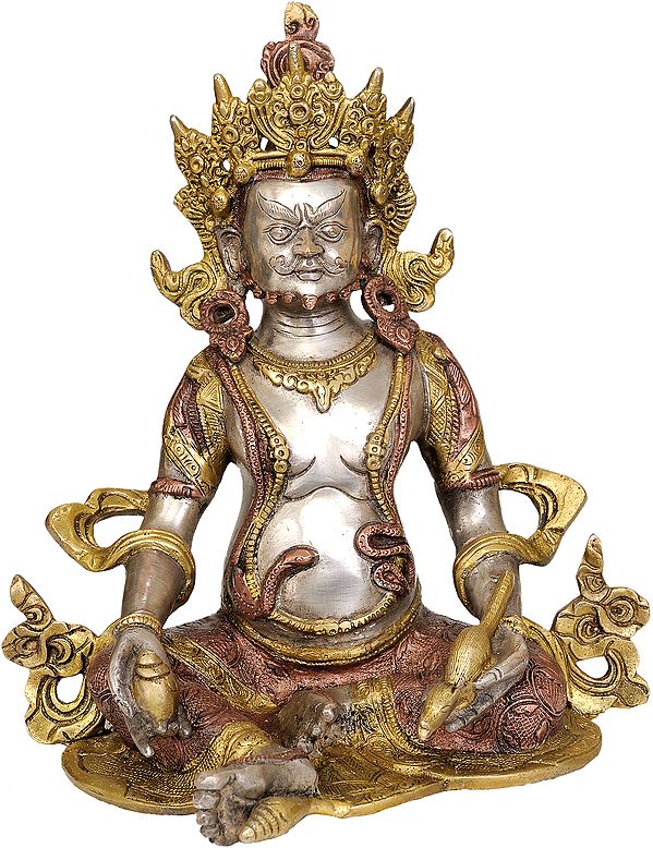 10" Tibetan Buddhist Deity Kubera - The God Who Gives Money In Brass | Handmade | Made In India