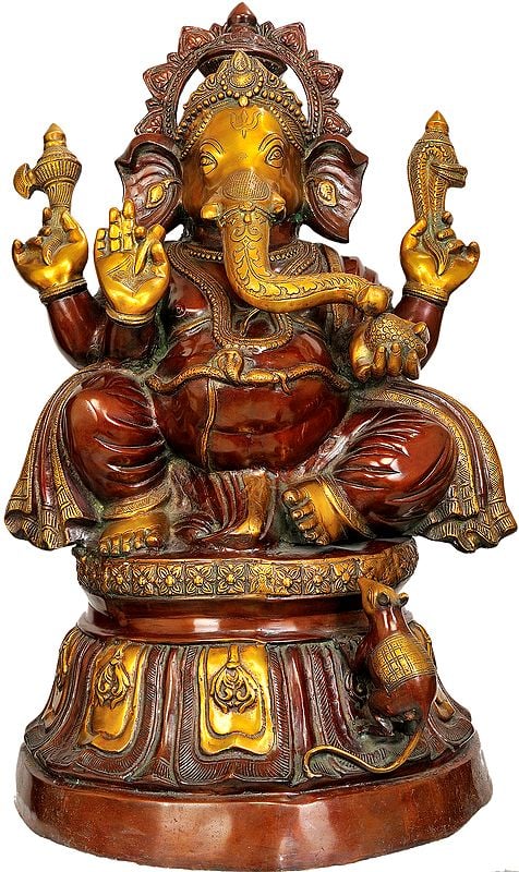 33" Large Size Bhagawan Ganesha In Brass | Handmade | Made In India