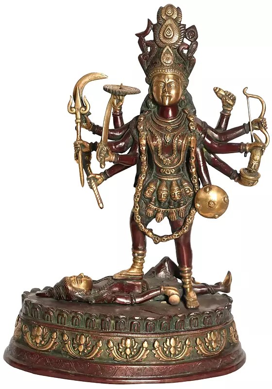 19" Mother Goddess Kali In Brass | Handmade | Made In India