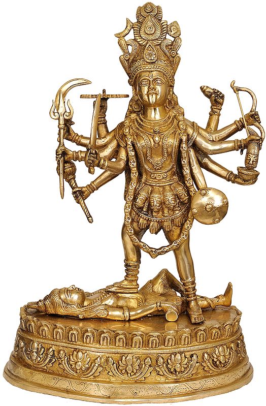 19" Mother Goddess Kali In Brass | Handmade | Made In India
