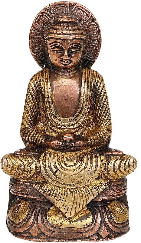 4" Amitabha Buddha Brass Statue | Handmade | Made in India