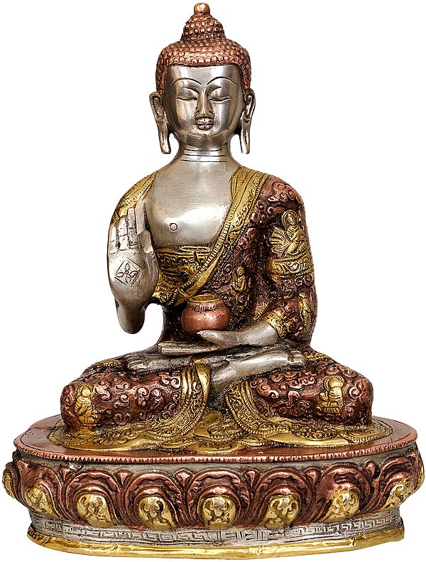9" Tibetan Buddhist Blessing Buddha In Brass | Handmade | Made In India