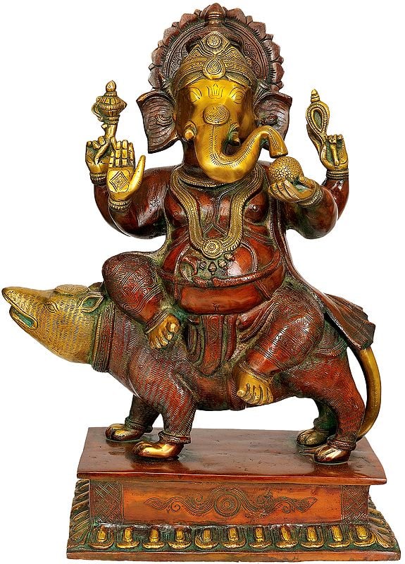 18" Ekakshara Ganapati In Brass | Handmade | Made In India