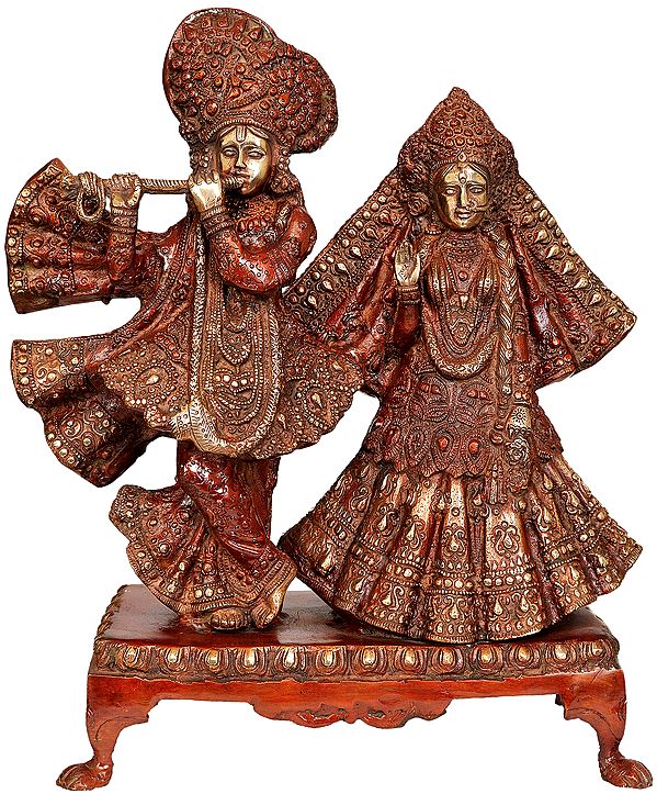 17" Radha Krishna In Brass | Handmade | Made In India